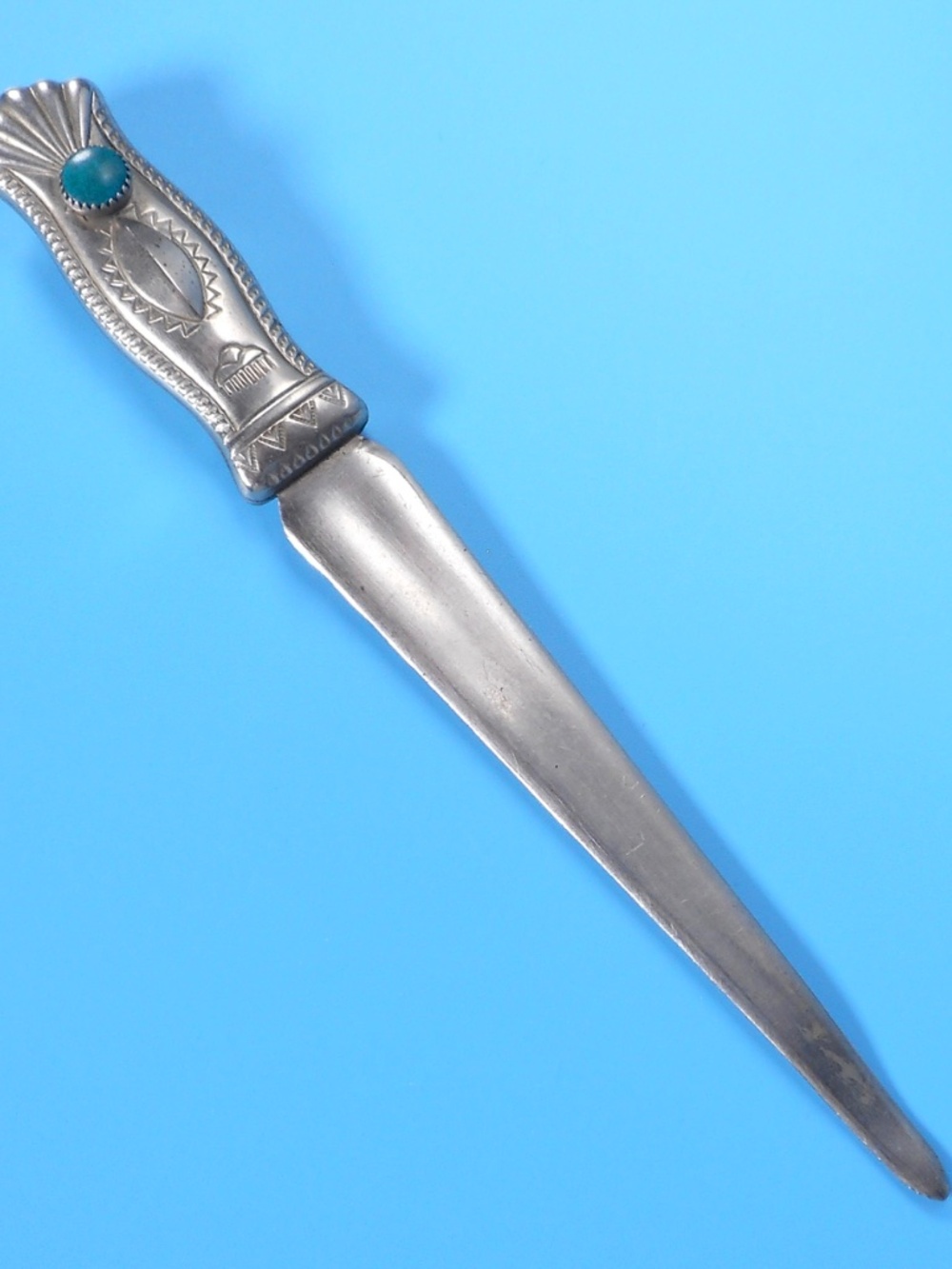 VTG Native American Navajo Letter Opener Sterling Silver Turquoise Stone RARE